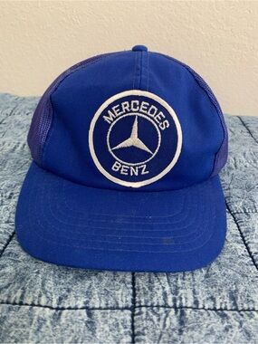 Mercedes-Benz Blue Trucker Hat with White Logo good 90s condition
